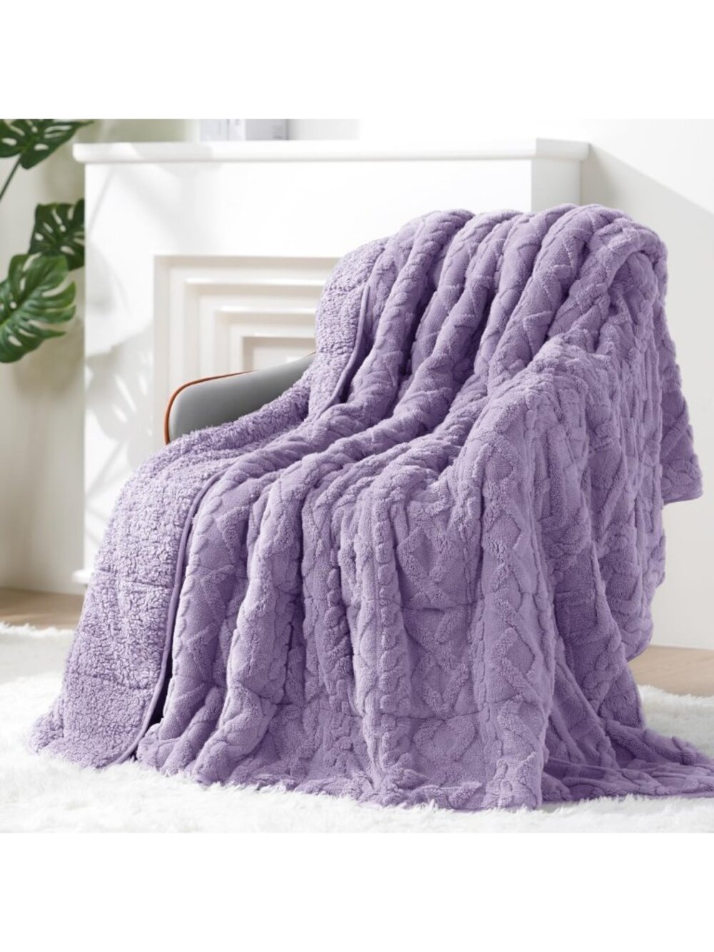 Cozy Ultra Soft Sherpa Weighted Blanket, 60"x80", 15lbs Heavy Comfort Throw